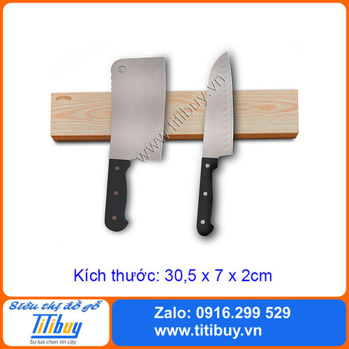 Giá treo dao nam châm, kệ để dao treo tường bằng gỗ MKS305A - gỗ Ash